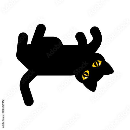 Rolling Cat Silhouette style design, upside down cat rolling on back, funny cute pose great for humor designs social media stickers and character art
