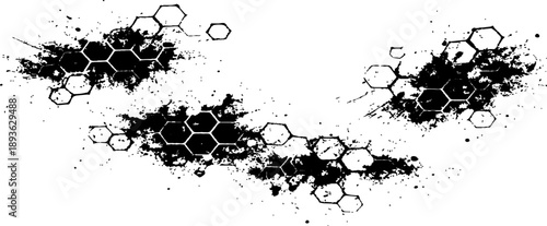 Abstract Science Pattern: A monochromatic pattern of interconnected hexagons forms an intriguing visual representation of scientific concepts and structures.