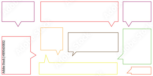 Colorful outlined speech bubbles and chat boxes vector graphic elements for modern communication and design