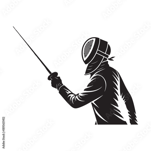 Fencer in Action with Sword Symbol illustration concept design set collection