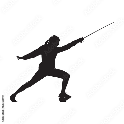 Fencer in Action with Sword Symbol illustration concept design set collection