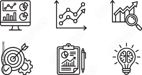 Analyzing business data and developing innovative strategies for successful goal achievement Vector