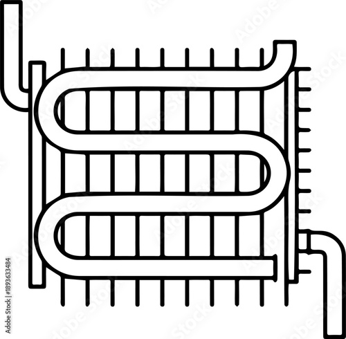 Minimalist HVAC Evaporator Coil Line Art - Simple Air Conditioning Cooling System Vector Outline for Home Maintenance
