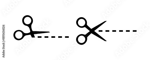 Fotografi Scissors icon with cutting line