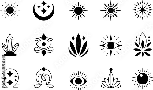 Tribal Dragon Tattoo Symbol Set – Black Flame Style Vector Icons