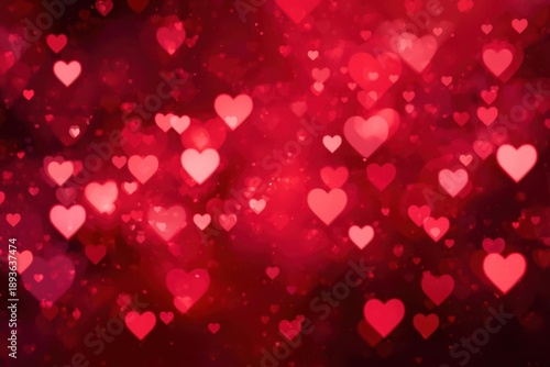 A red background with many red hearts scattered throughout