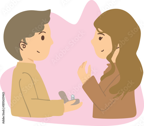 Couple celebrating engagement with a surprise proposal and diamond ring, a romantic moment of love and commitment