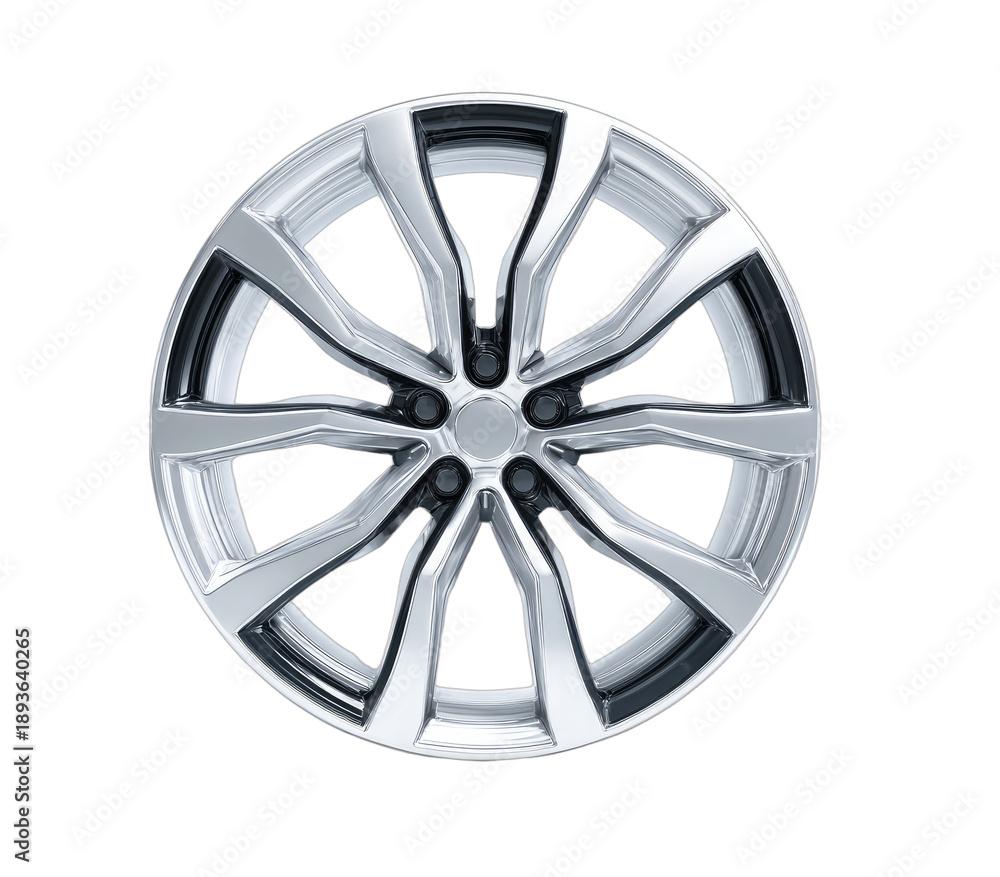 Obraz premium A polished, multi-spoke wheel with a dark background