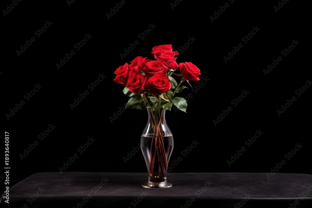 Obraz premium Red roses vase flower glass.