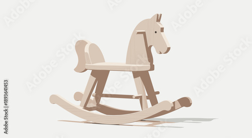 Minimalist Natural Wood Rocking Horse Toy for Timeless Children's Playroom and Nursery Decor