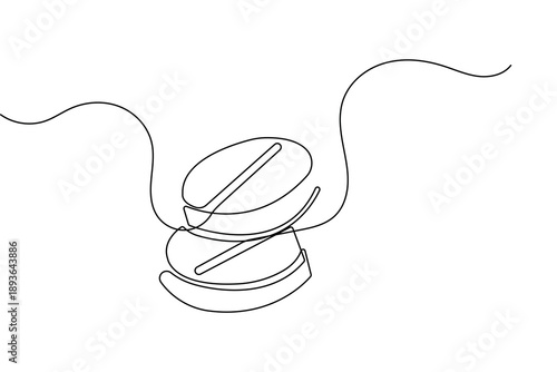 Capsule tablets and pills icon created with a single continuous line for minimalist medical branding