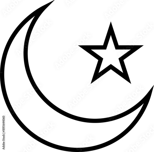 Crescent moon with stars at night, evening or nighttime flat vector icon for apps and websites moon outline icon star outline icon crescent moon and star icon. Element of travel icon for mobile