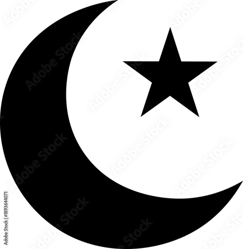 Crescent moon with stars at night, evening or nighttime flat vector icon for apps and websites moon outline icon star outline icon crescent moon and star icon. Element of travel icon for mobile