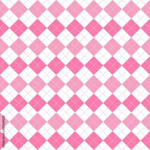 Seamless pattern pink and white diamond shapes background