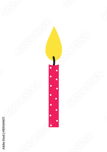 Illustration of a minimalist birthday candle with a simple design on a transparent background. Perfect for celebrating or inviting guests to a party.