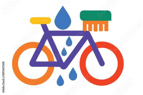  Crystal Splash bike Wash Service Vector
