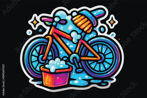  Crystal Splash bike Wash Service Vector