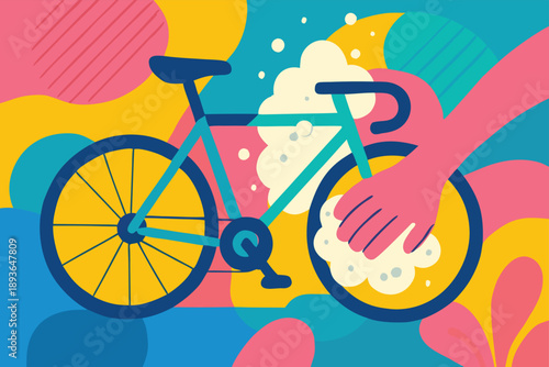  Crystal Splash bike Wash Service Vector