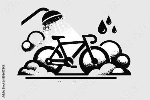  Crystal Splash bike Wash Service Vector