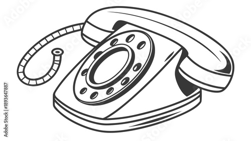 Classic Telephone Line Art Vector Illustration