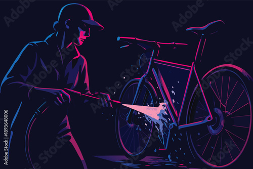  Crystal Splash bike Wash Service Vector