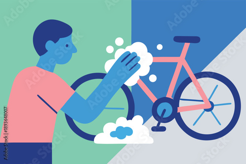  Crystal Splash bike Wash Service Vector