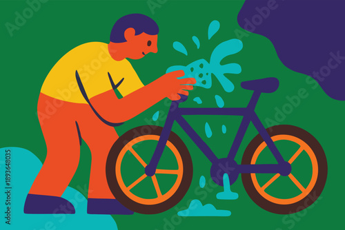  Crystal Splash bike Wash Service Vector