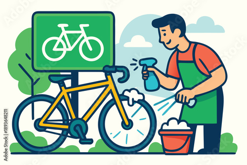  Crystal Splash bike Wash Service Vector