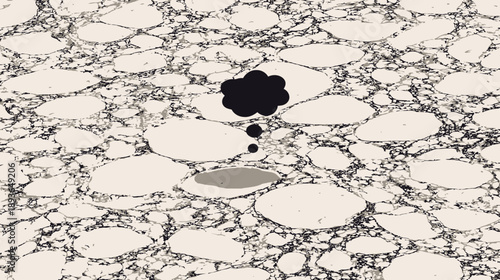 Abstract thought bubble with ellipses on a broken texture background, symbolizing silence, contemplation, and introspection.
