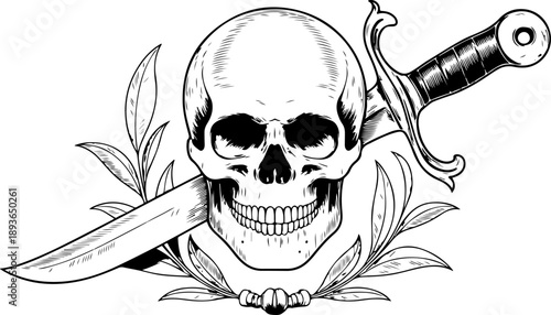 Skull Dagger Emblem Vector