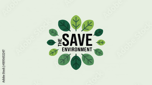 Striking minimalist green leaves logo design advocating 'Save The Environment' for ecological conservation and sustainability