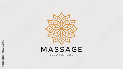 Elegant minimalist logo template for spa, wellness, and massage businesses, featuring a symmetrical geometric mandala pattern design