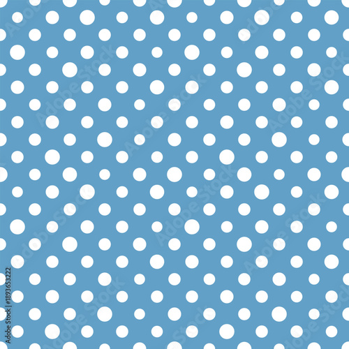 Dots pattern seamless random. Repeating white polka dots on a light blue background. Editable vector illustration.