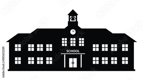 Classic school building facade with detailed windows a striking silhouette