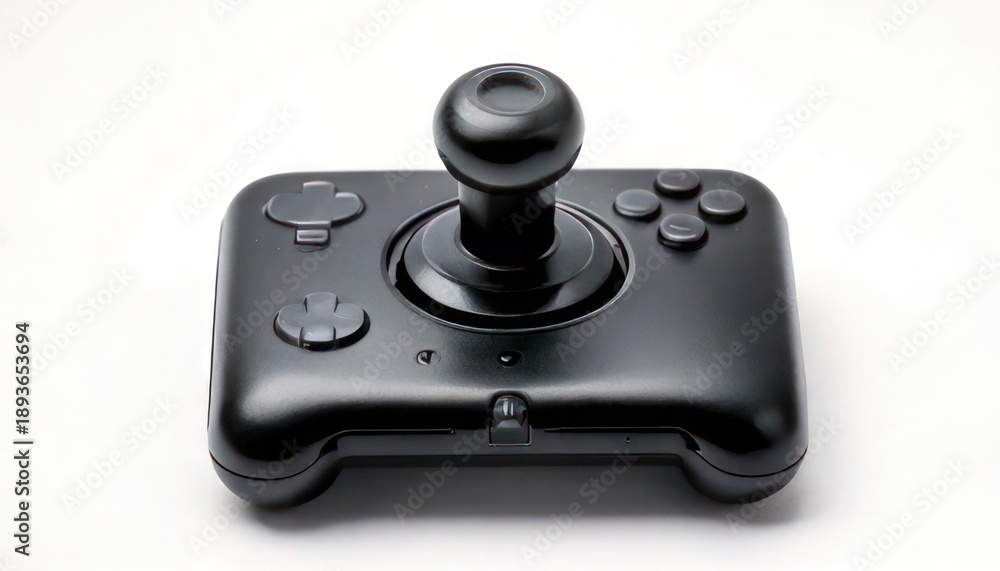 Obraz premium Black Arcade Style Joystick Controller on White Background.