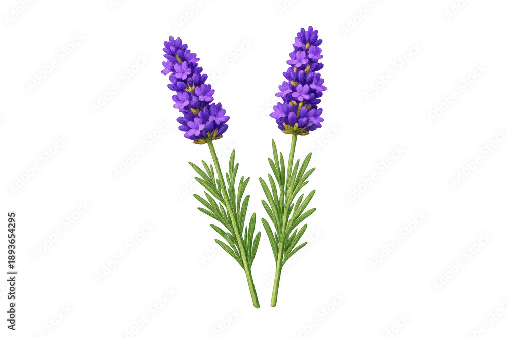 Obraz premium Lavender sprigs with vibrant purple flowers and green leaves symbolizing aromatherapy and natural beauty