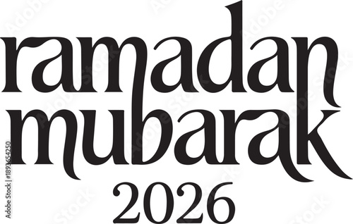 Close up of black text reading ramadan mubarak 2024 with stylized overlapping calligraphy high quality professional detailed