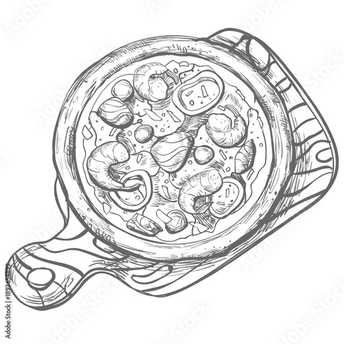 hand drawn vector illustration of pizza