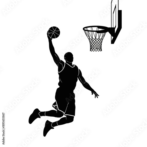 Basketball Player Silhouette Dunking
