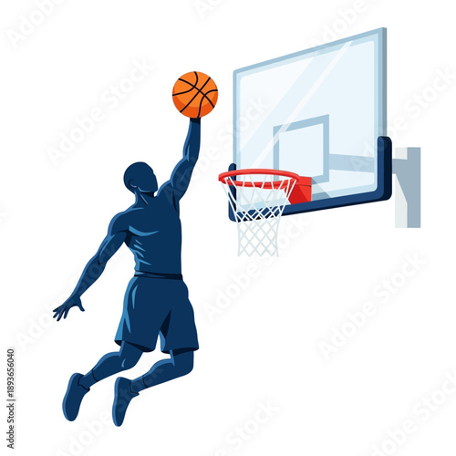 Basketball Player Dunking Slam Dunk Action Shot Isolated White Background