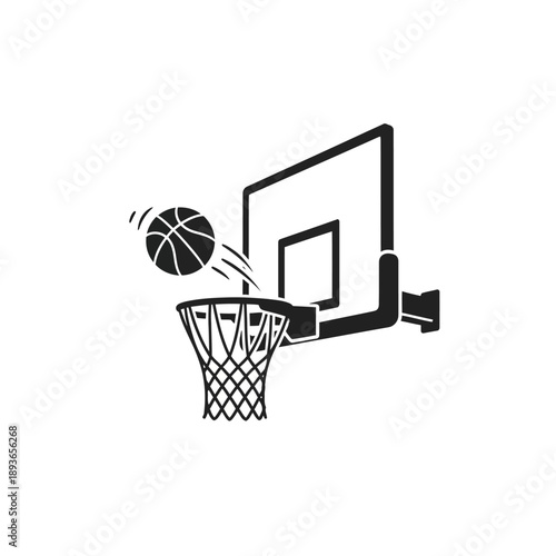 Basketball Hoop and Ball Icon - Clean Vector Illustration of a Shot Attempt