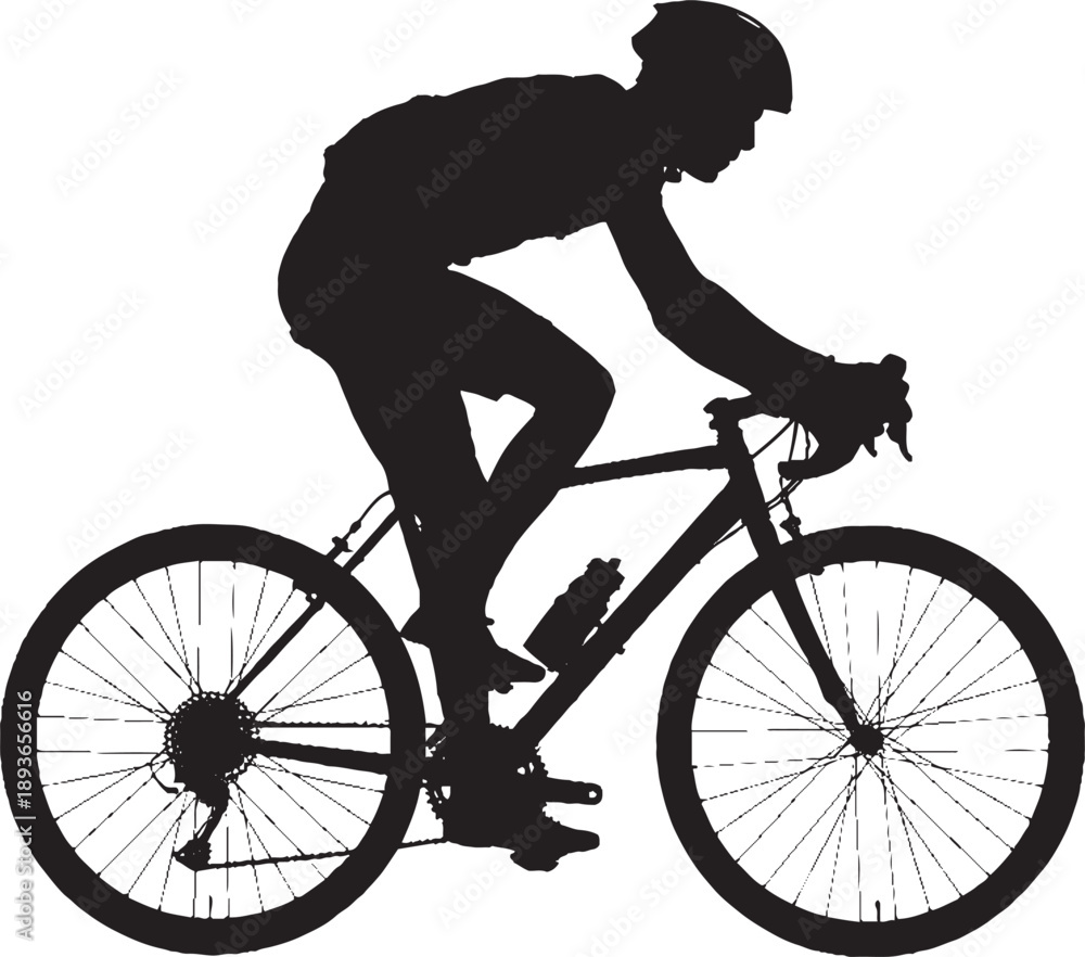 Fototapeta premium Cyclist silhouette in motion on a white background