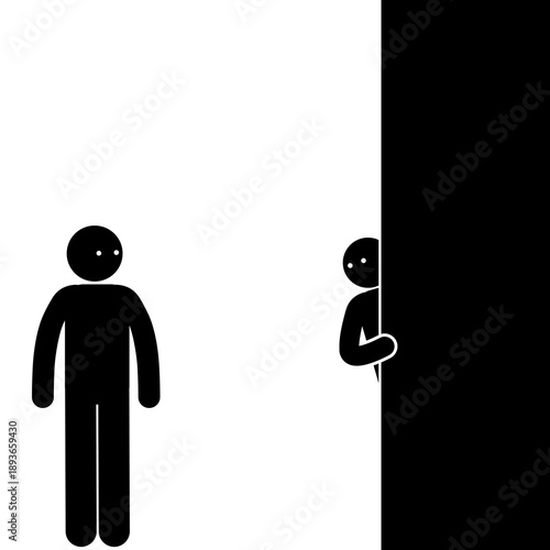 Stick figure espionage scene with covert surveillance.
