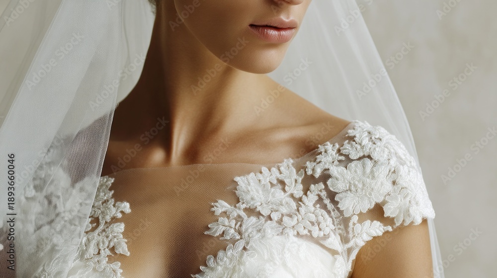 custom made wallpaper toronto digitalA stunning bride stands gracefully, her exquisite gown adorned with delicate floral lace. The soft veil falls gently around her shoulders, setting a serene and romantic mood