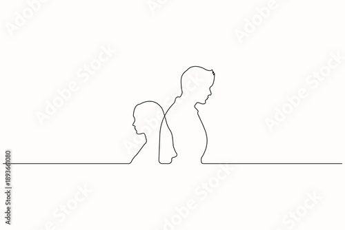 Anniversary couple symbol continuous one line illustration