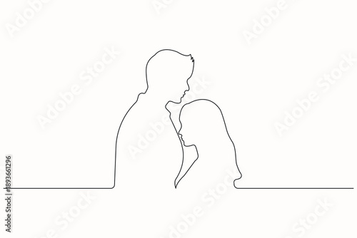 Beautiful couple profile continuous line drawing design