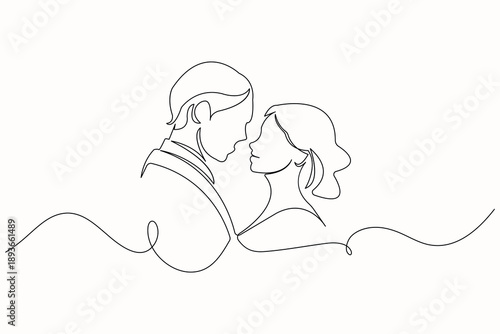 Romantic relationship continuous one line drawing sketch