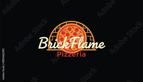 A Warm and Inviting Graphic Design Logo for a Pizza Restaurant Vector Illustration 