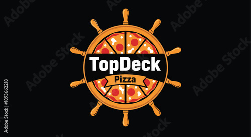 TopDeck Pizza Energetic Modern Graphic Design Logo Illustration Concept Vector Illustration 