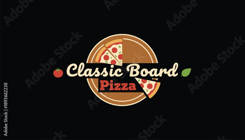 Classic Board Pizza Logo Vintage Minimalist Style Appetizing Mood Graphic Vector Illustration 